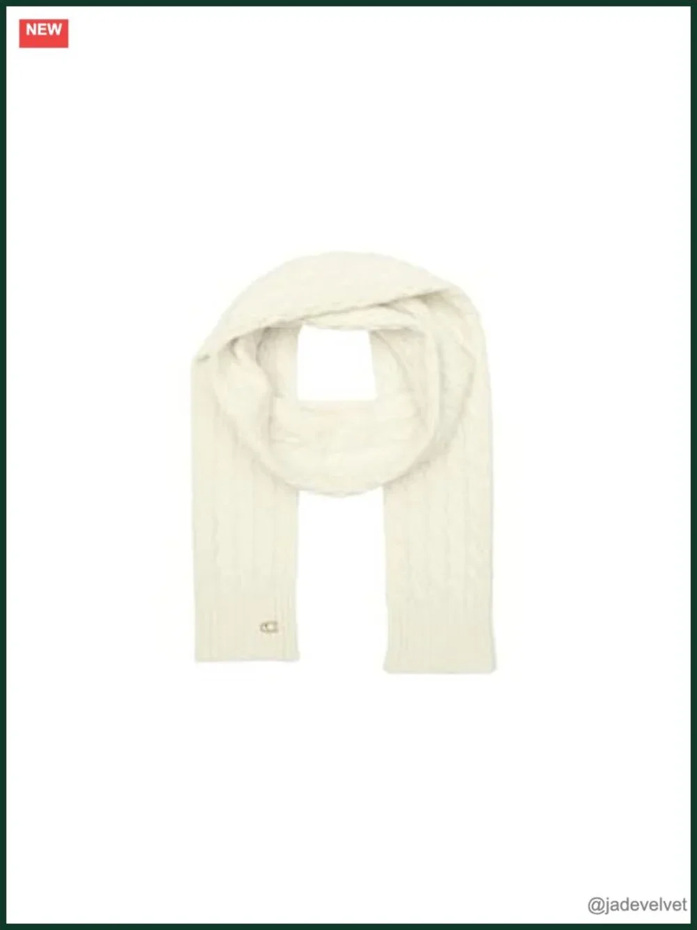 Cable Knit Scarf - Oversized Wool Blend with Fringe